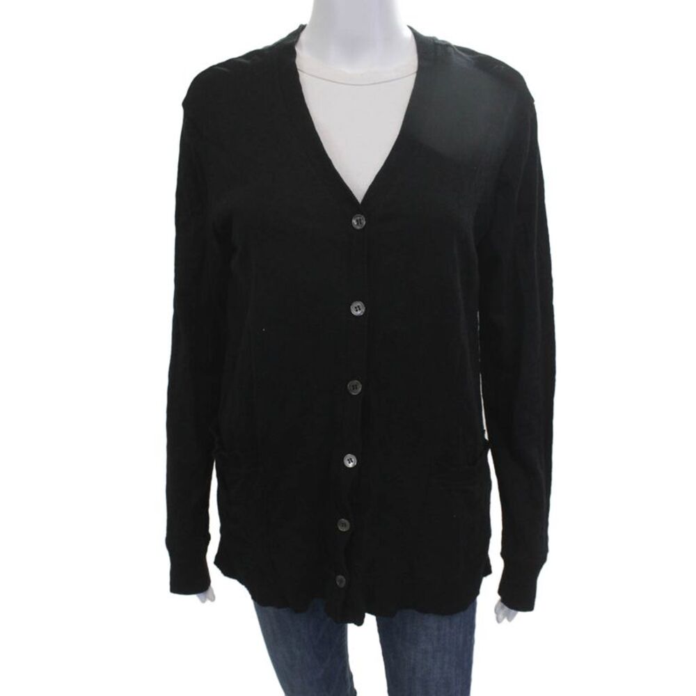 Wilt Womens Cardigan Black V-Neck Button 100% Cotton Long Sleeve Size M